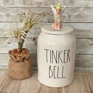 NWT Gorgeous 3D Rae Dunn Disney Canister White Ceramic Tinkerbell Tinker Bell